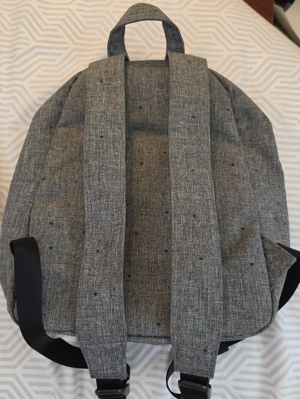 The Herschel Mini Backpack In Grey Color Striped Interior Blk Dots